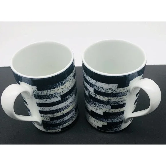 DANSK Radia INDIGO Sugar & Creamer With Lids 2 Mugs Cups Blue White Coffee A1 - Picture 4 of 8